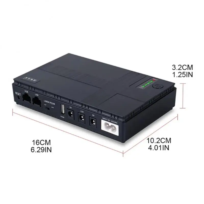 

DC Output Uninterruptible Power Supply10400mAh Backup Power Supply UPS Router Built-in Adapter 5V 9V 12V 15V 24V