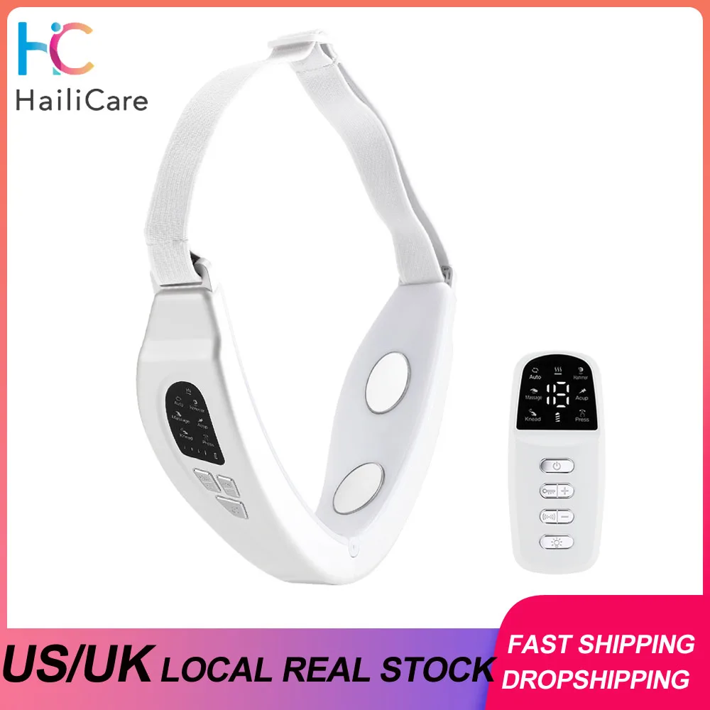 미국 영국 재고 미세 전류 EMS V-페이스 리프트 장치 얼굴 진동 마사지 스킨 케어 이중 턱 리무버 페이스 슬림