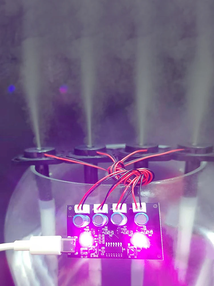 Humidificateur de deuxième génération DC5V Quad-Jet, panneau de contrôle d'atomisation ultrasonique avec Interface TYPE-C d'éclairage ambiant