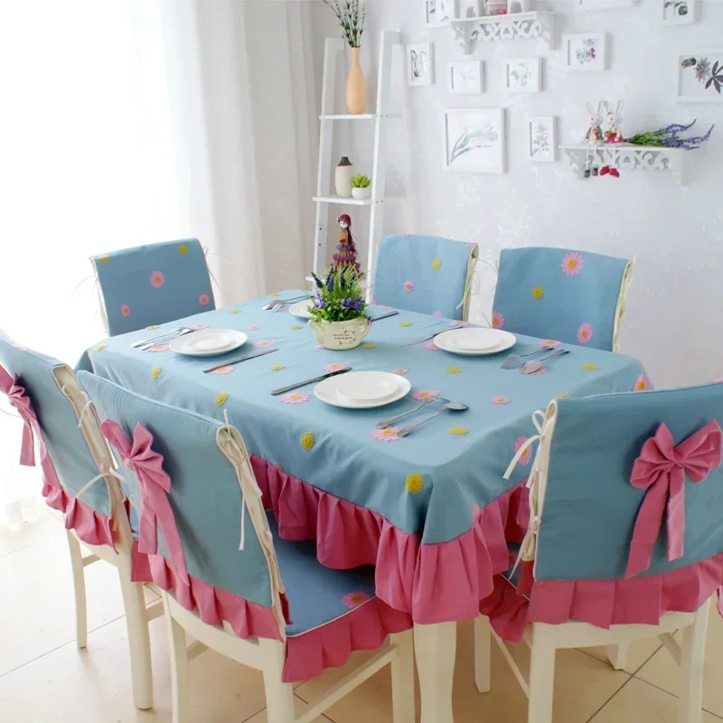 High Quality Cotton Dining Table Cloth Chair Cover Stereoscopic Embroidered Table Cover cupboard Coffee Table Furniture Cover