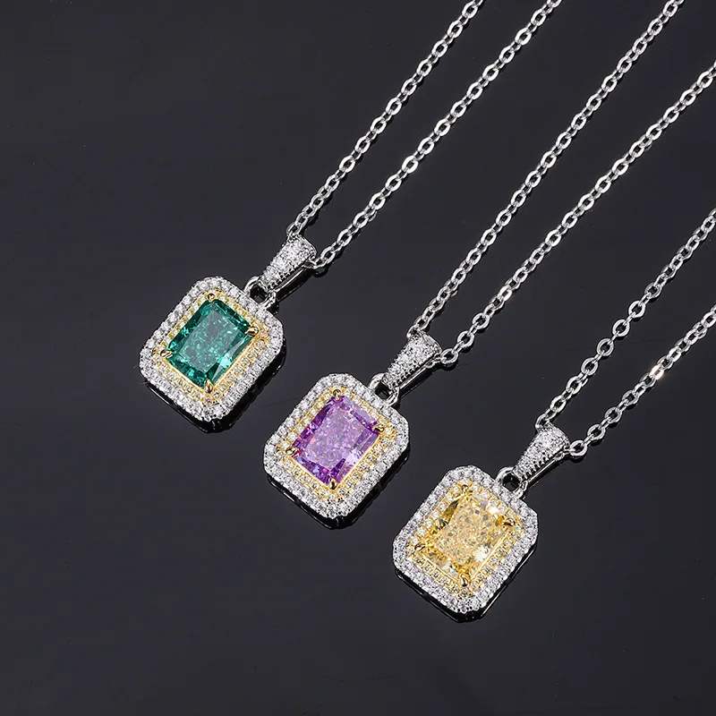 18K Gold Set with PT950 Platinum Internet Celebrity Anchor High Carbon Diamond Color-set Diamond Pendant Jewelry