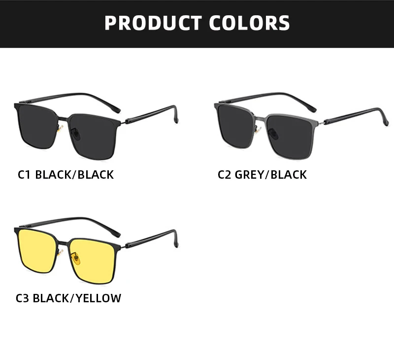 Ultra Licht Edelstahl Polarisierte Sonnenbrille Männer Hohe Qualität Metall Quadrat Männliche Sonnenbrille Mode Sommer Driving Shades UV400 – Detail 11