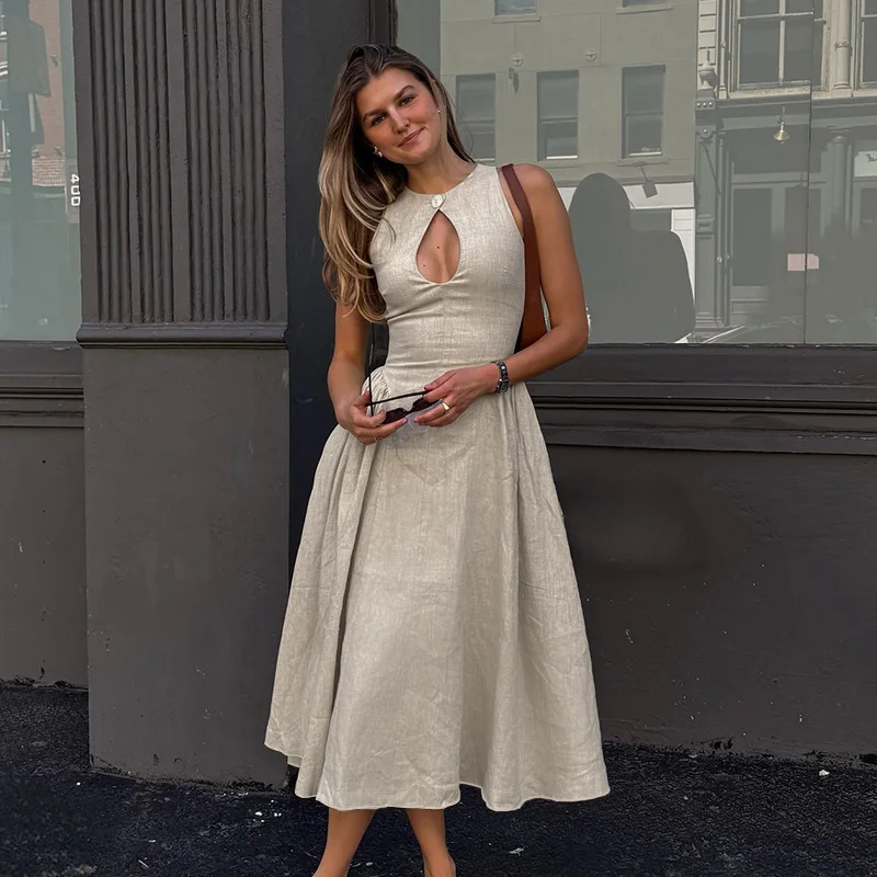 

Sexy Hollow out Mid-Length Skirt Dr Women's High Waist A-Line Dr Faionable Spring Summer Autumn Winter Polyester Fabric