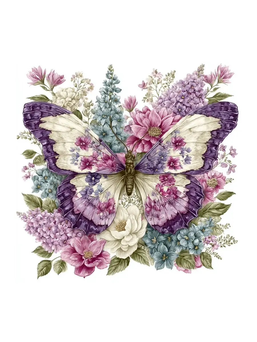 1 Stück 40x40cm/15,7x15,7-Zoll DIY Kreuzstich-Werkzeugset ohne Rahmen, Schmetterling und Blume, Heimdekoration Stickerei-Set – Detail 1