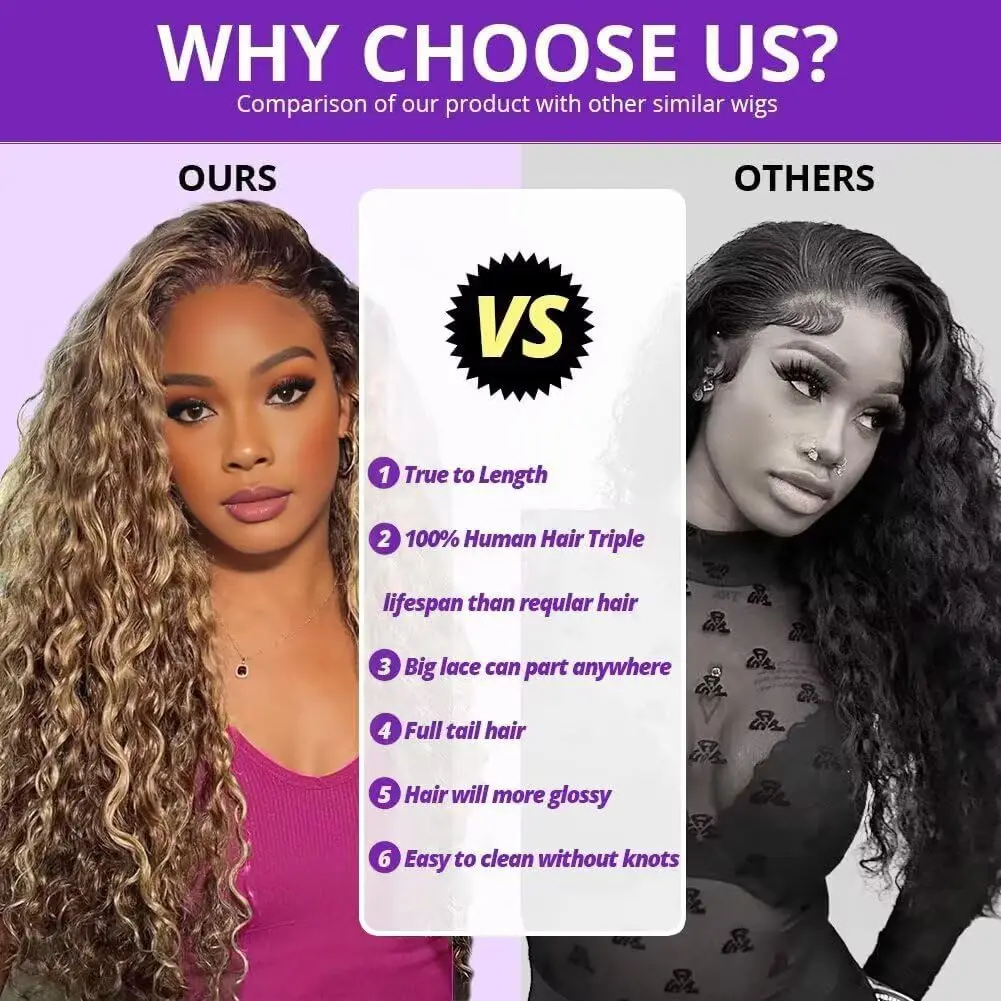 4/27 Highlight 13x4/ 5x5 HD Transparent Lace Wig Brazilian Deep Wave Pre-Plucked 100% Human Hair Lace Frontal Wig