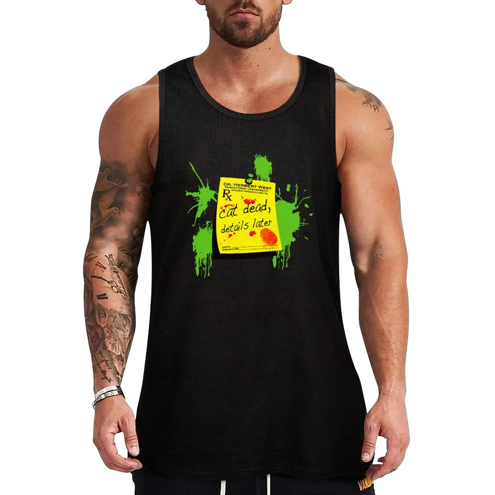 ReAnimator Cat Dead, Details Later Tank Top bodybuilding t shirt t-shirts for Men's gym sleeveless gym shirts male