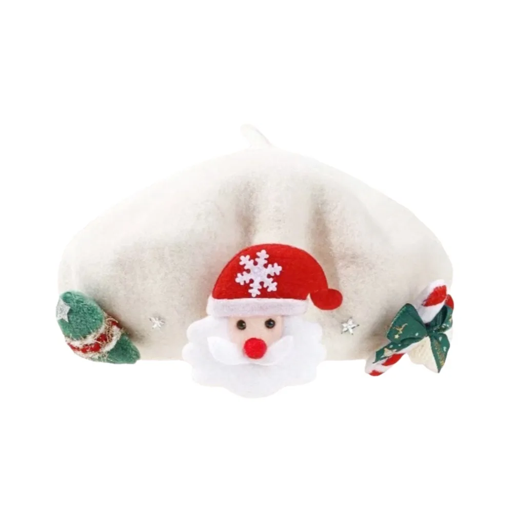 Red Green Color Christmas Beret Hat Soft Warm Fabric Wool Felt Material Painter Beret Hat Bow Design High Quality Wool Beret Hat