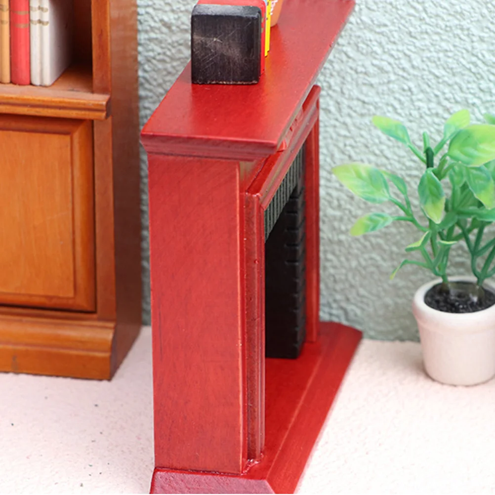 

Mini Home Fireplace Wooden Tiny House Fireplace Creative Miniature Decor for Indoor Micro Landscape Micro House Accessory