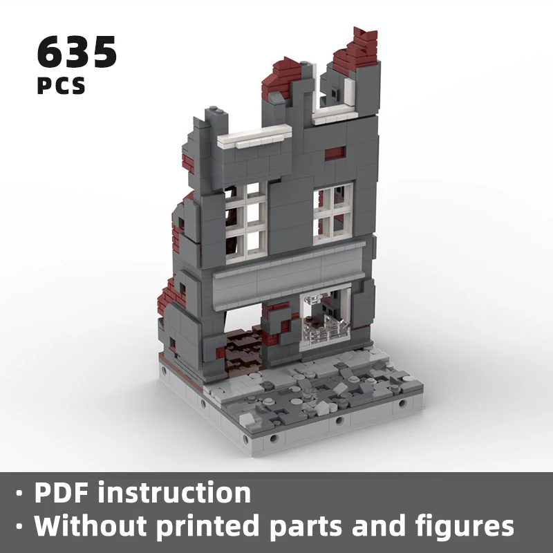 

desolate war ruined house modular buildings bricks apocalyptic ruins miniature diorama blocks townhouse scene moc unique display