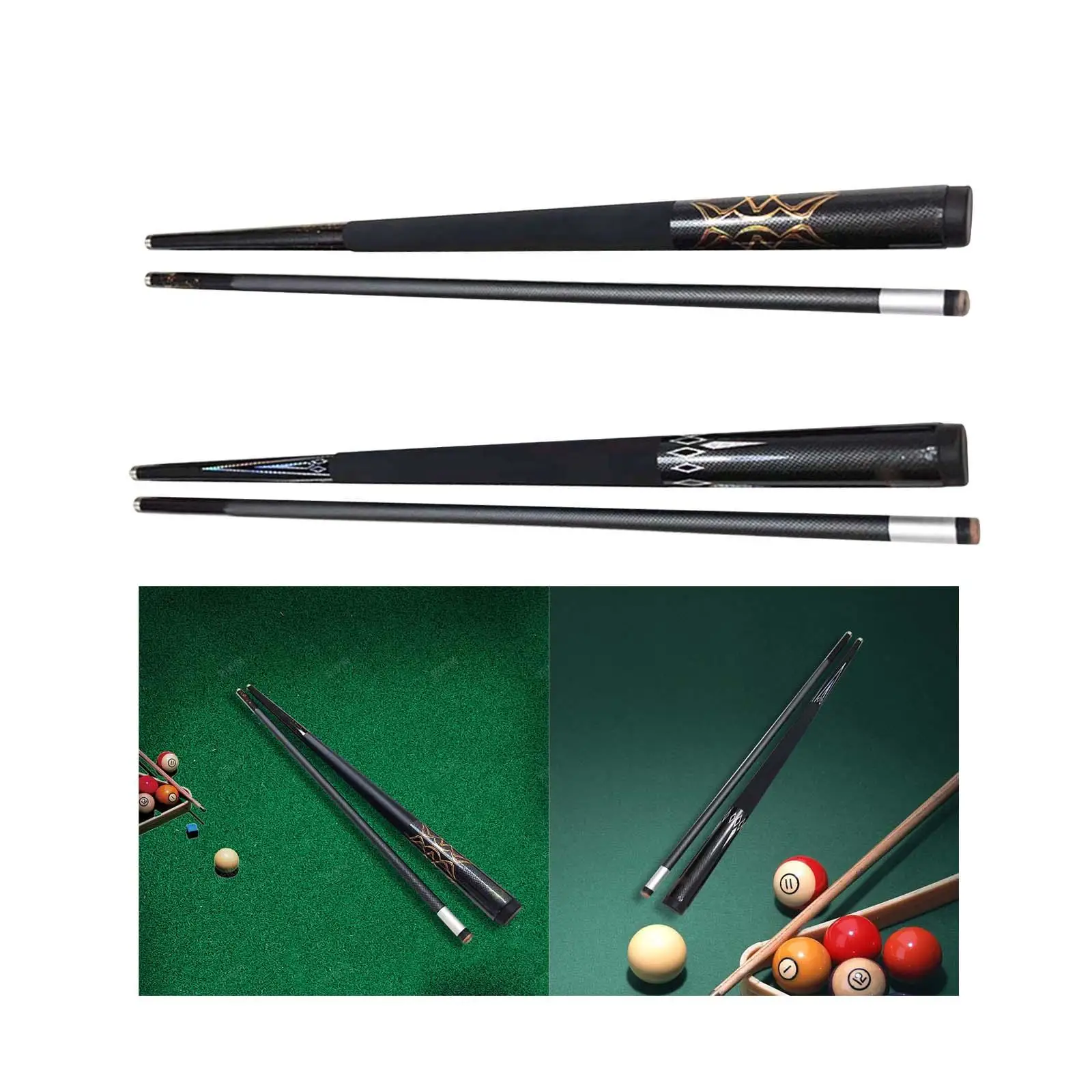 

Pool Cue Stick 13mm Tip 58" Nine Ball Pool Cue, 1/2 Carbon Fiber Segmented Snooker Cue Billiard Cue Pool Stick for Men Women