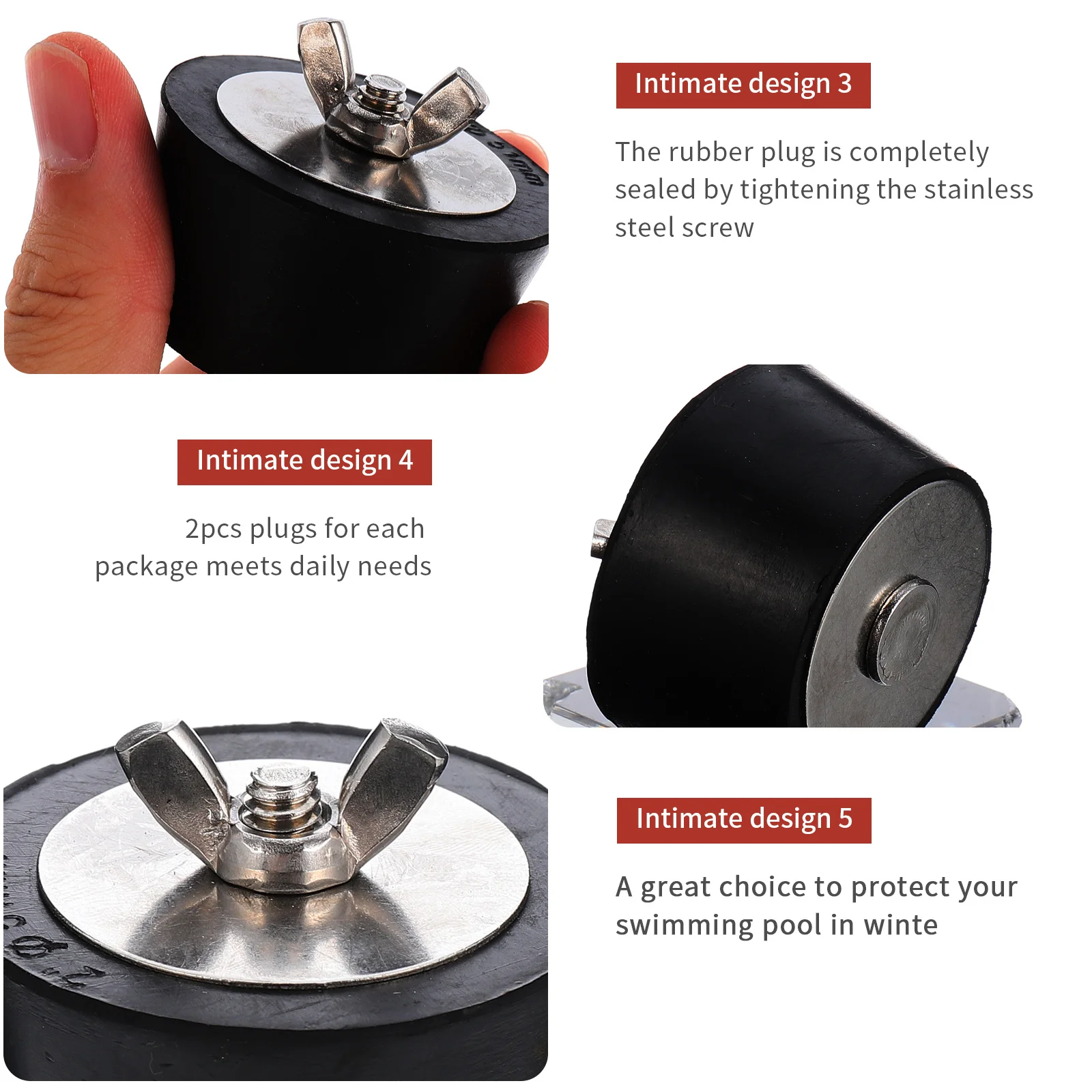 

2pcs 51Mm Drain Freeze For Spa Swimming Pool Winterizing Rubber Tapered Expansion Plug Stainless Steel Sealed Wing Plug For