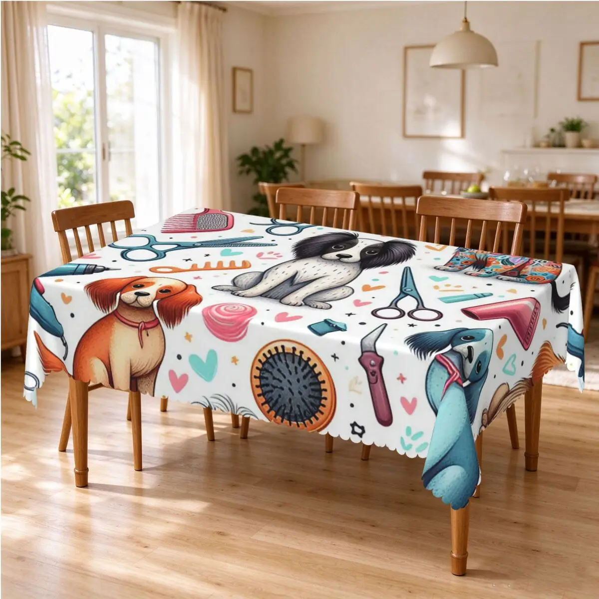 Dog Grooming Tablecloth Restaurant Kitchen Rectangular Tablecloth Festival Decorations Tablecloth Outdoor Dining Table Cover