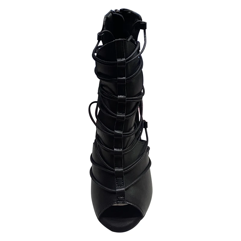 Venus lure Black Dance Heels Boots Peep Toe High Heel Ankle Boot for Dancing 10CM