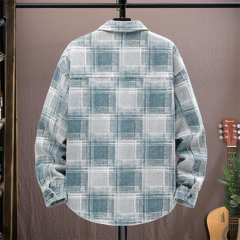 2025 Spring and Autumn New High Quality Men's Casual Fashion Checkered Shirt