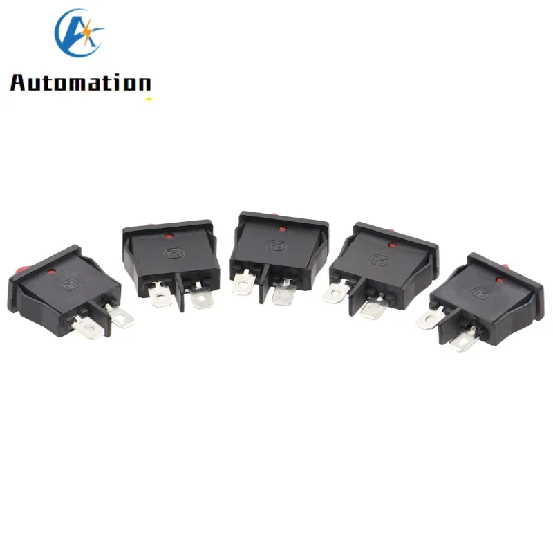 5Pcs 10x22mm KCD1-110 Black Super Thin Rocker Switch NO/OFF 2 Pin Small Instrument Power Switch 6A 250VAC /10A 125VAC