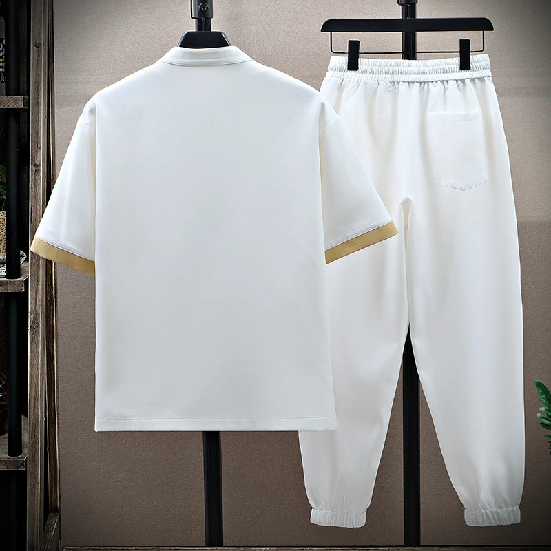 

Men's Casual Sets 2026 summer Shirts + Pants single-breasted Sportswear Male two-piece set short sleeves shirts and trousers