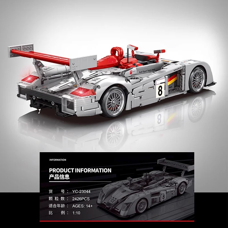 YC23044 Le Mans Racing Sport Auto 1:10 MOC Technische Bouwstenen Assembleren Bricks Model Speelgoed voor Kinderen Kerstcadeau