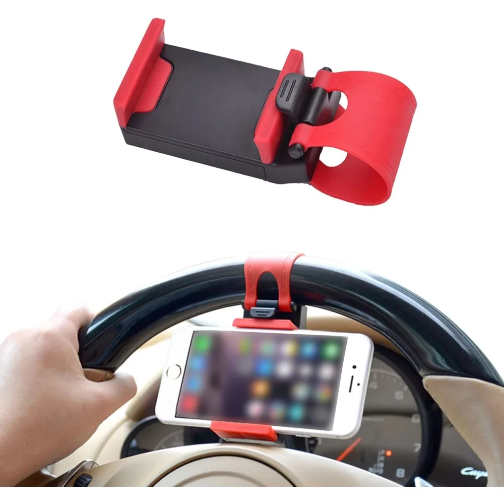 1pc Car Steering Wheel Phone Mount, Portable Electronic Device Mount, Compatible with iPhone and Samsung