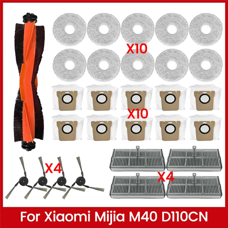 

【Must-Haves】29PCS Vacuum Brush Filter Mop Cloth Dust Bag Kit For Xiaomi Mijia Omni M40 D110CN Vacuum Cleaner Replacement Accesso