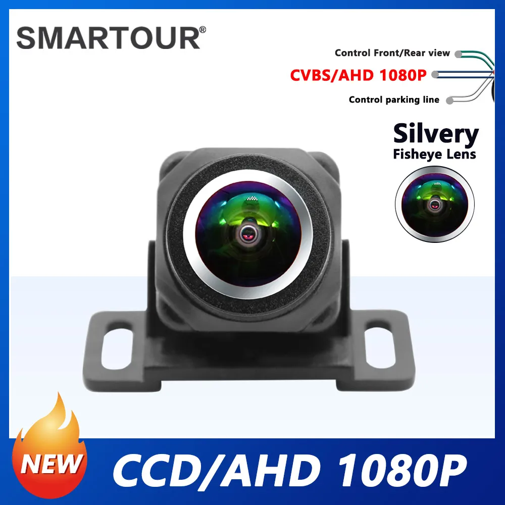 

SMARTOUR Car Rear View Camera 180 Degree Silver FishEye Night Vision 4K AHD 1920*1080P CVBS NTSC Universal Backup Parking Camera