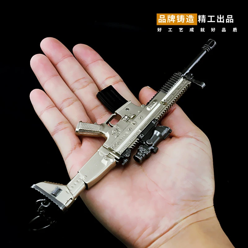 16cm SOF Combat Assault Rifle SCAR-L Metal Gun Weapons Miniatures 1/6 Soldier Doll Equipment Ornament Crafts Keychain Collection