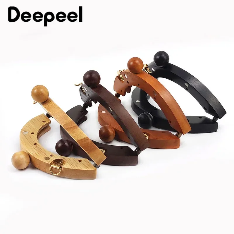 1Pc Deepeel Wood Bag Handle Wallet Lock Purse Frame Sewing Brackets for DIY Purses Handles Kiss Clasp Making Bags Accessory