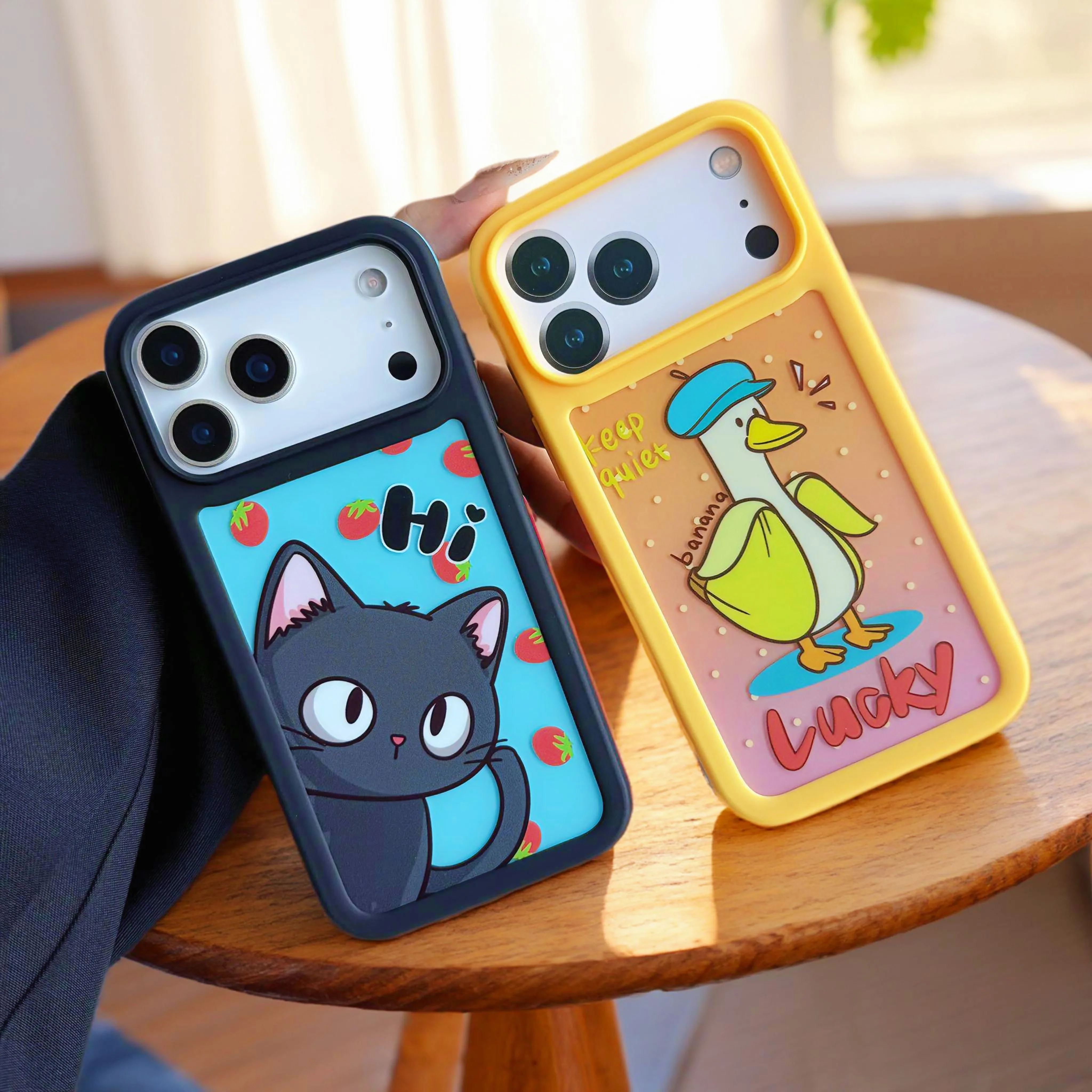 

Милый забавный защитный чехол с черной кошкой и рамкой для iPhone 17, Air 13, 14, 15, 16, 17 Pro Max, креативный цветной чехол для телефона с допамином