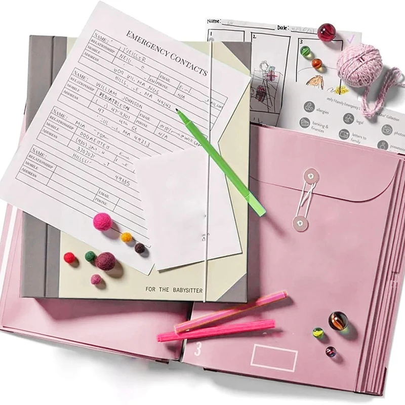 File Folders With Labels,Cute Paper Organizer With Zipper Pouch, Portable Documents Organizer For Home Office