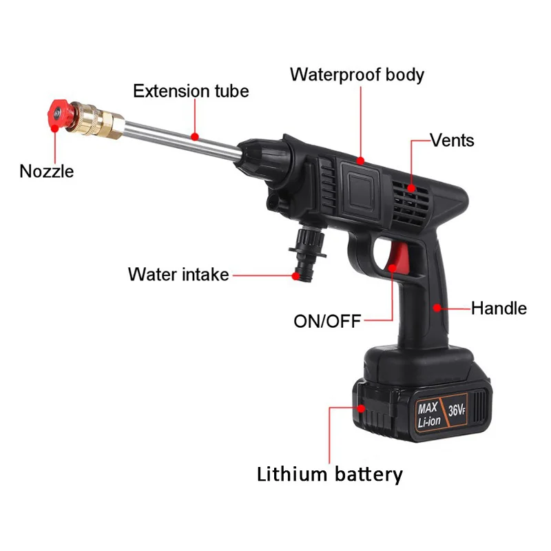 70Bar sem fio elétrico de alta pressão lavadora recarregável Car Wash Gun pistola de água elétrica espuma máquina compatível Makita bateria