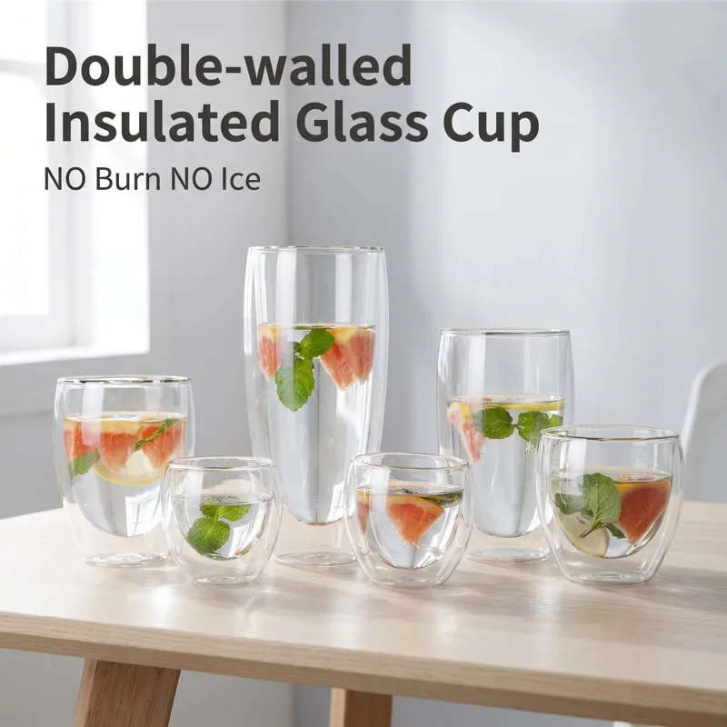 

Luxury Double Wall Glass Mug Heat Insulated Elegant Coffee Tea Cup Milk Juice Drinkware Gift
