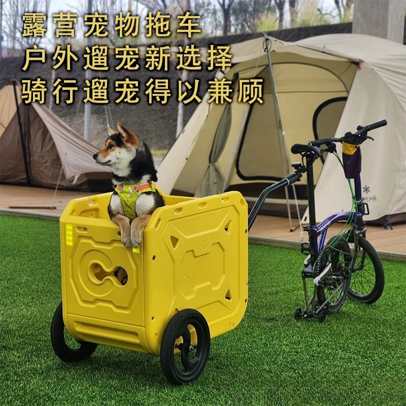 Bicycle Trailer for Outdoor Riding, Multifunctional Cargo Pet Trailer with Storage Box for Camping