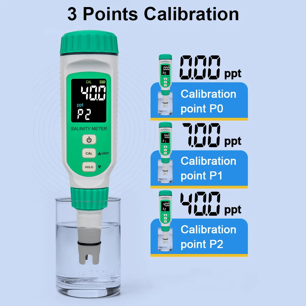 Professional Digital Salinity Meter Food Beverages Salt Content Rechargeable Water Quality Meter Aquarium Seawater Salt Tester