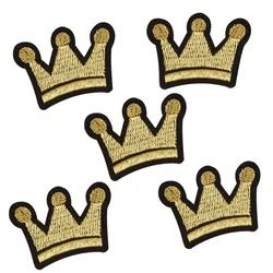 5pcs Cartoon Gold Crown Embroidery Patches for Clothing Iron on Clothes Kids Garment Appliques Badge Stripe Sticker Sewing Diy