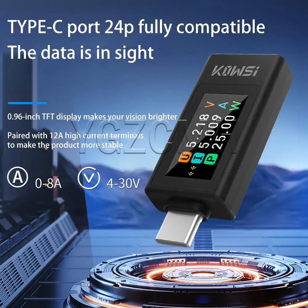 

Тестер Type-C Двунаправленный тестер USB-C Цифровой монитор напряжения тока 4-30 В 0-8 А Измеритель мощности Отключение питания