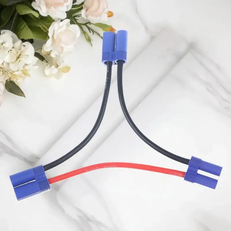 Cabo conector de bateria paralela especializado EC5 - Extensão dupla Y / O de silicone 12AWG para grupos Rc