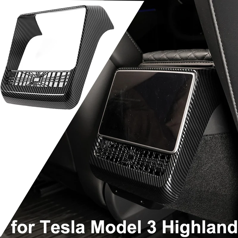 غطاء كسوة مخرج الهواء الخلفي لتسلا ، واقي الإطار ، ألياف الكربون ABS ، لوحة مكيف ، طراز جديد 3 ، هايلاند ، ملحقات الإطار