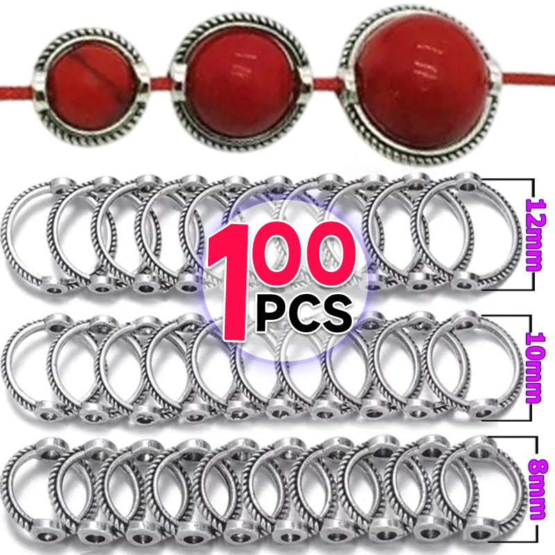 100pcs Metal Bead Wrapping Ring Sliver Plated Brass Double Holes Lace Circle High Quality DIY Jewelry Making Findings Wholesale