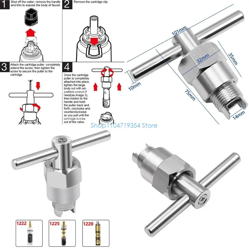 0XLD T-type Wrench Cartridge Puller Faucet Cartridge Tool Imperial Fitting for Office Home for Moen 1200 1222 & 1225 Durable