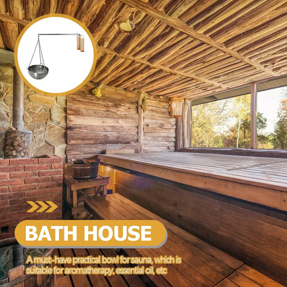 

Aromatherapy Bowl Stainless Steel with Wooden Frame Sauna Essential Oil Container for Home Hotel Beauty Salon Use Smooth Surface