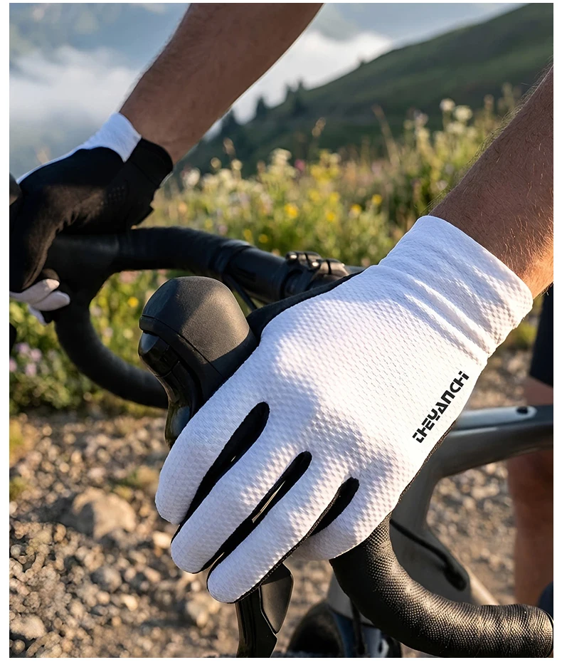 GTUBIKE Fahrradhandschuhe mit Vollfingerbedeckung, Touchscreen-fähig, Atmungsaktiv, Rutschfest, Stoßdämpfende Handflächenpolsterung – Detail 13