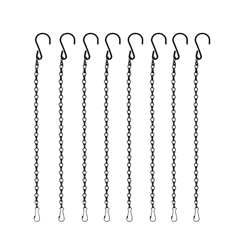 8 قطعة سلسلة معلقة لمغذيات الطيور المزارعون الفوانيس الثقيلة قابل للتعديل السنانير سلة للزهور سلسلة معلقة سوداء للتغذية