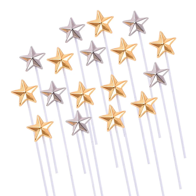 1 Juego de Mini pentagrama para decoración de tarta de feliz cumpleaños, adorno dorado en forma de corazón DIY para fiesta de cumpleaños para niños, decoración de boda