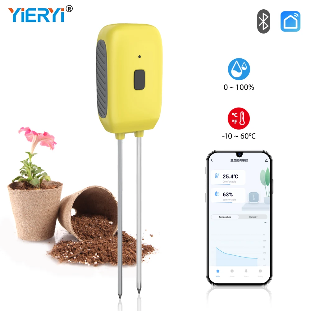 

Tuya Smart BT Soil Tester Temperature and Humidity Meter Waterproof Thermohygrometer for Gardening Agriculture Orchards Farmland