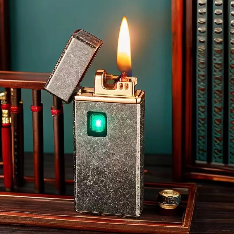 New Creative Oil Electric Blended Kerosene Lighter Type-C Charging Intelligent Touch Induction Arc Ignition USB Lighters Smoking