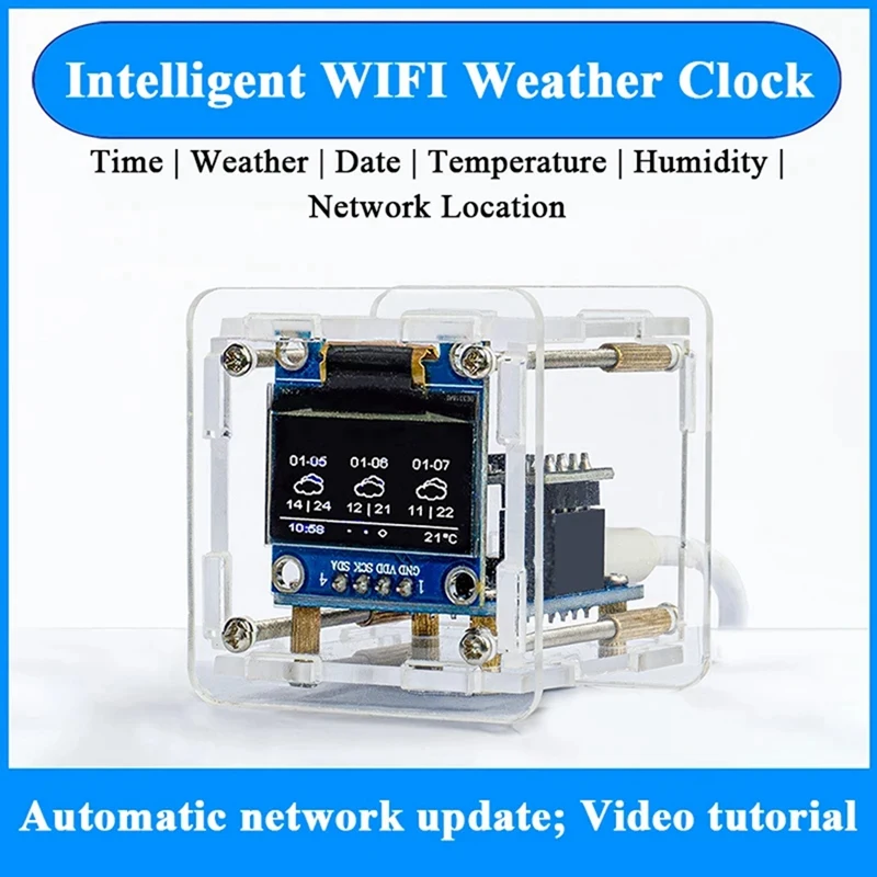 DIY Weather Clock Kit WIFI Module Internet Of Things Time Temperature And Humidity Display Soldering Practice Loose Parts