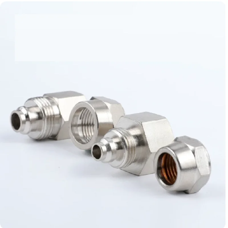 Brass Nickel Plated KZCF Female Thread Straight Push Fit Air Fitting Lock Nut Type Pneumatic Connector For Nylon Tube 6mm 8mm 10