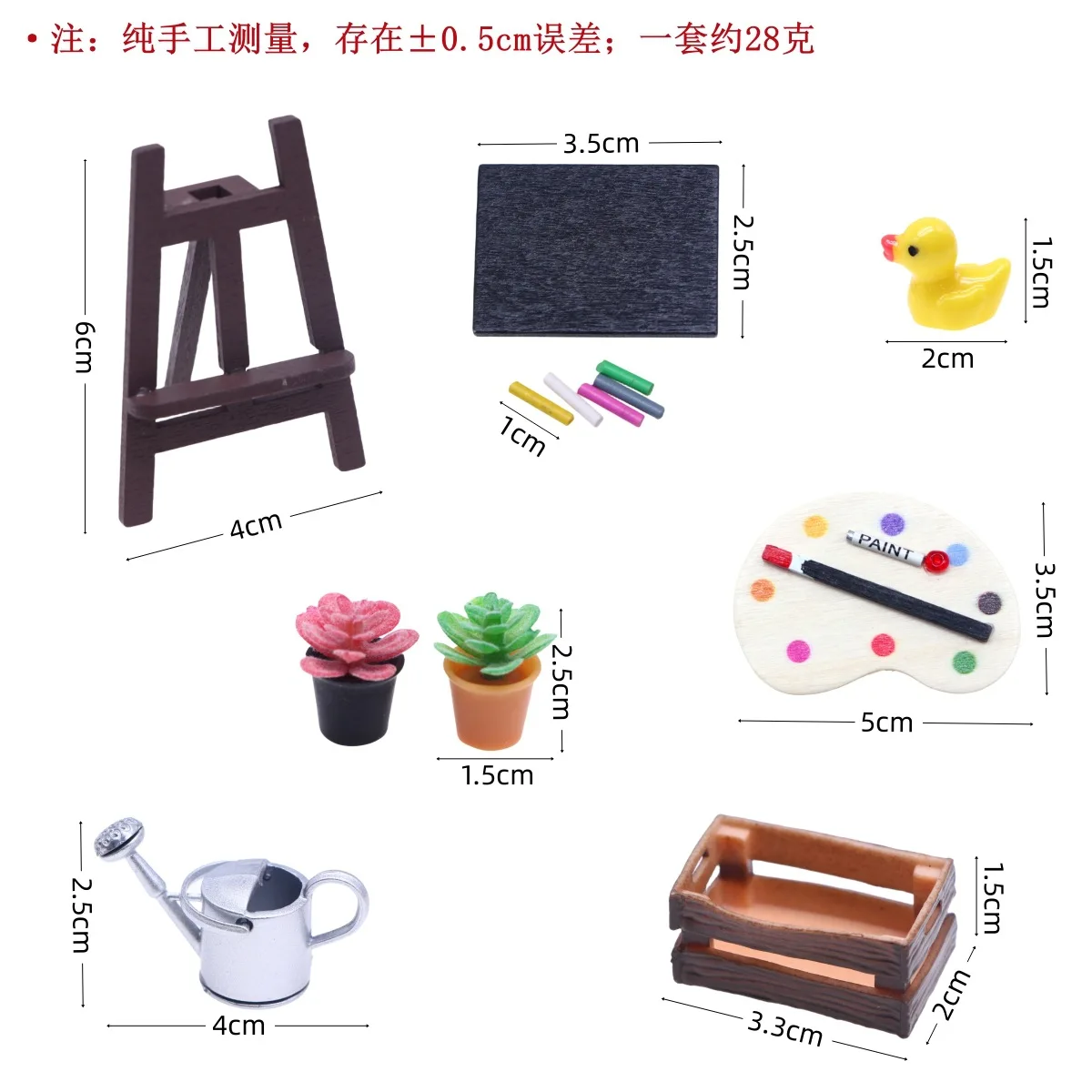 Doll house mini painting art set, miniature field sketching scene props model accessories