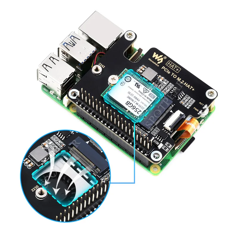 Raspberry Pi5 PCIe to M.2 NVMe SSD Adapter Board HAT for PI 5 Expansion Board