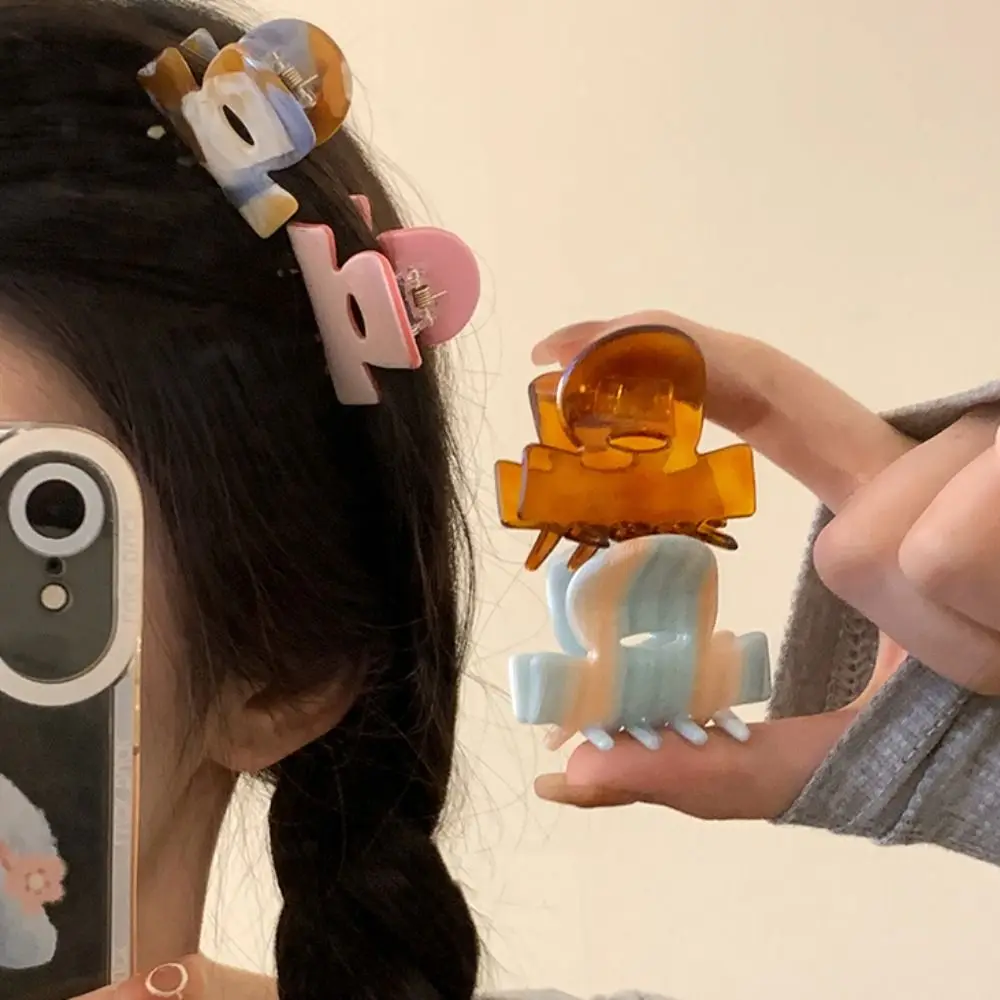 

Temperament Korean Style Acetic Acid Hair Claw Brown High Ponytail Clip French Shark Clip Small Sweet Mini Hair Crab Clip Girls