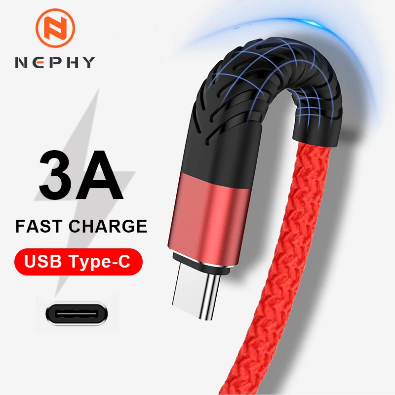 1m 2m 3m USB Type C Cable For Samsung Galaxy S20 3A Fast Charging Cord USB C Cable For Huawei P40 Xiaomi Redmi Charger Long Wire